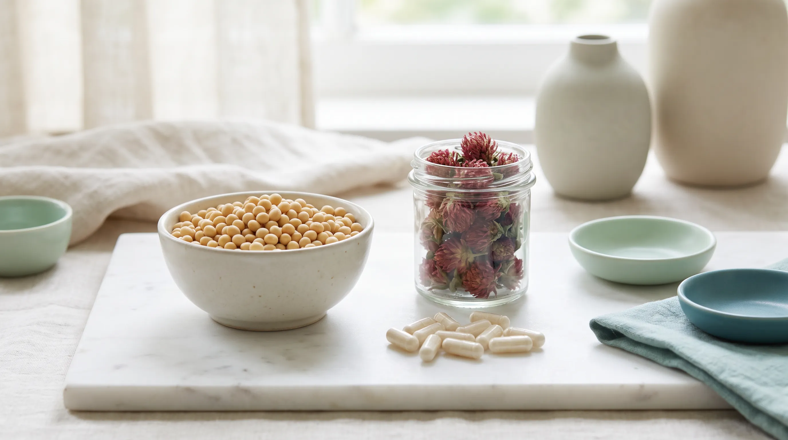 Fitoestrogeny w menopauzie - izoflawony soi i koniczyna czerwona pod lupą